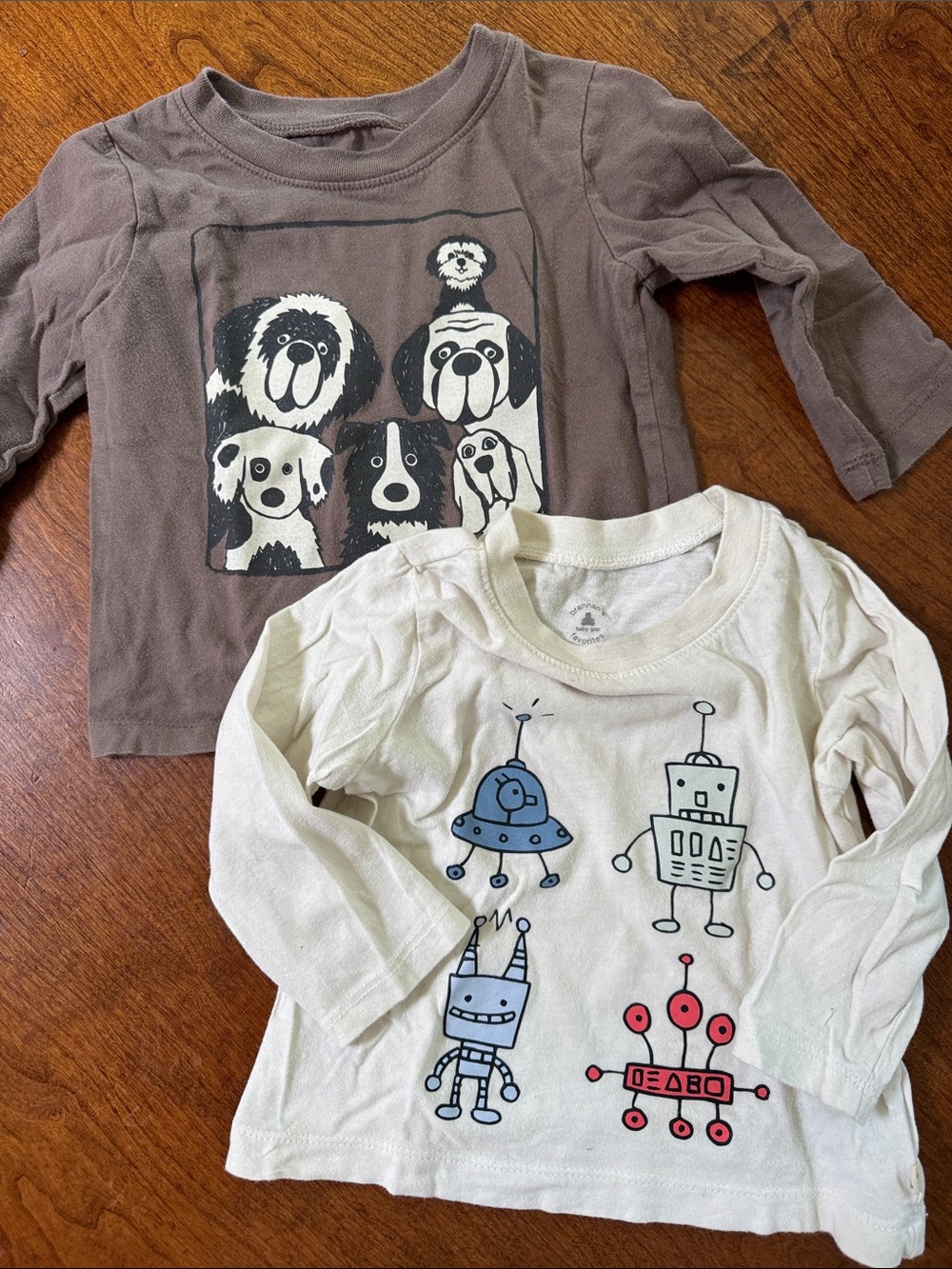Baby Gap Long-Sleeve Robot & Dog Graphic Tee Set - Cream & Brown